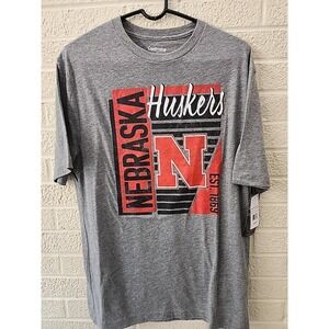 Nebraska Huskers Football Big Logo Shirt Gray Adult Medium